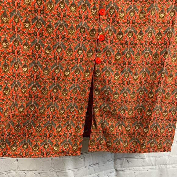 VINTAGE MOMENTUM Blouse 1960’s Red Floral & Geometric Print - Picture 5 of 13